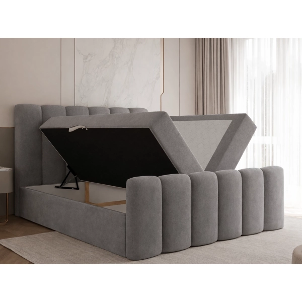 DUŻE ŁÓŻKO KONTYNENTALNE DO SYPIALNI PURO 200X200 Z WYBOREM TKANINY - POJEMNIKI NA POŚCIEL